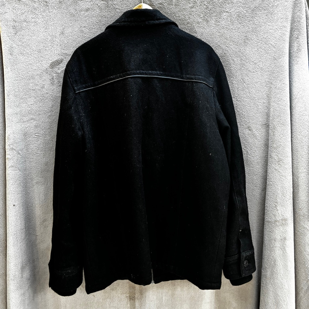 Point Zero Men’s Black Wool Blend Coat Bomber Timeless Classic Winter Warm Layer - Picture 2 of 16